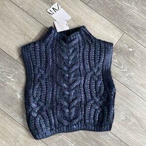 Zara Navy Sleeveless Sweater